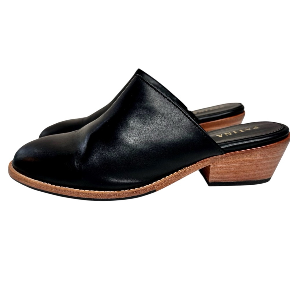 Patina Portland Leather Goods Almost Perfect Closed Toe Mules Shoes Black 9.5 - Picture 7 of 16